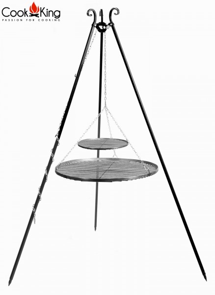 Schwenkgrill 180 cm mit Doppel-Grillrost aus Rohstahl Ø 40cm + Ø 70cm