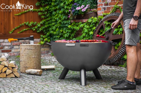 Premium Gartengrill Feuerschale Ø 85cm, Bratplatte und Grillrost